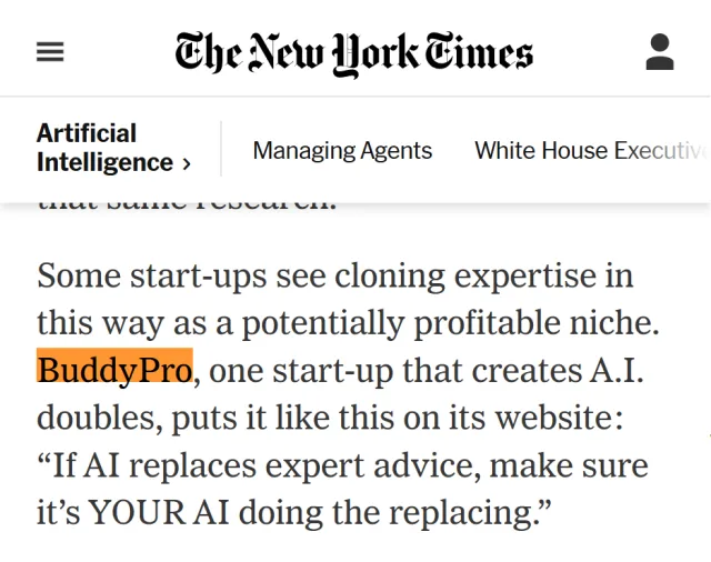 The New York Times article featuring BuddyPro